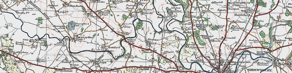 Old map of Bicton in 1921