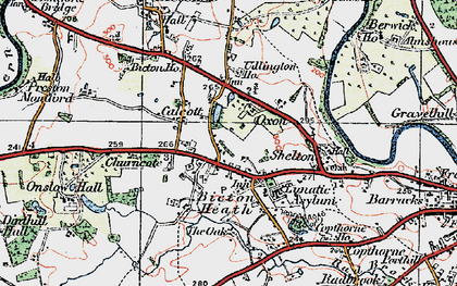Old map of Bicton Heath in 1921