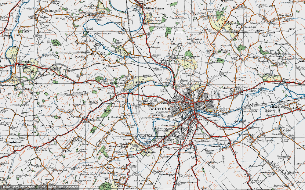 Old Map of Biddenham, 1919 in 1919