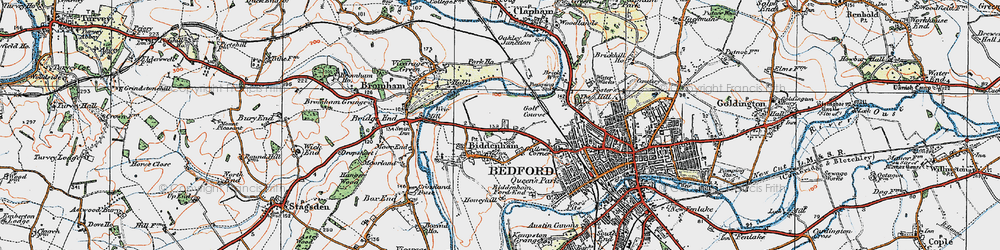 Old map of Biddenham in 1919