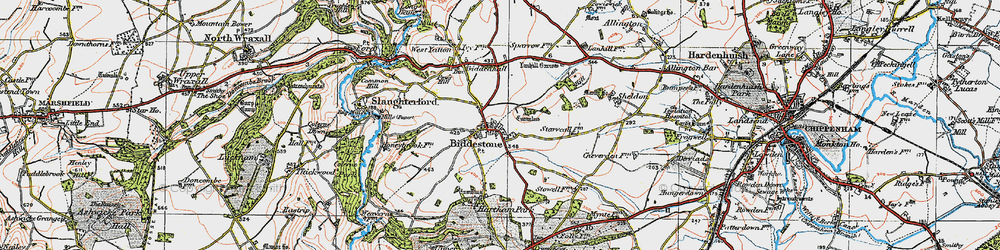 Old map of Biddestone in 1919