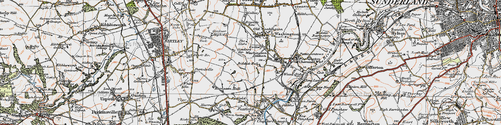 Old map of Biddick in 1925