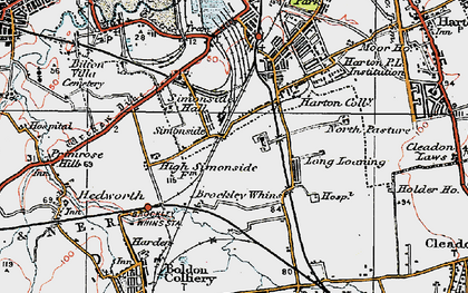 Old map of Biddick Hall in 1925