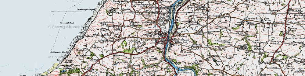 Old map of Bideford in 1919