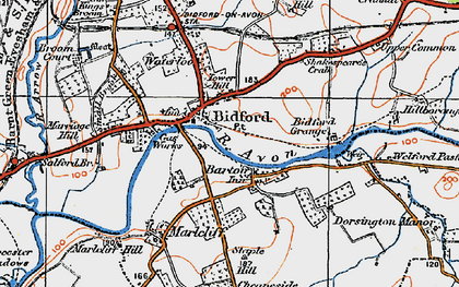 Old map of Bidford-on-Avon in 1919