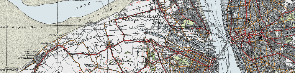 Old map of Bidston in 1923