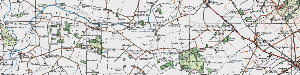Old map of Bielby Beck in 1924