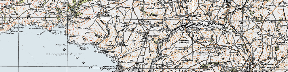 Old map of Bigbury in 1919