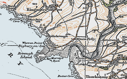 Old map of Bigbury-on-Sea in 1919