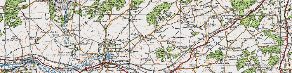 Old map of Bighton in 1919