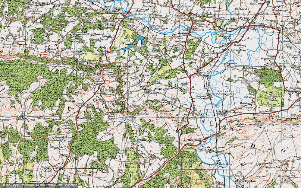 Old Map of Historic Map covering Bignor Hill in 1920