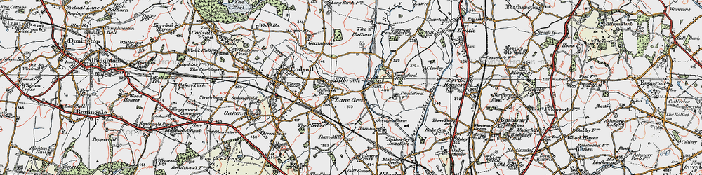 Old map of Bilbrook in 1921