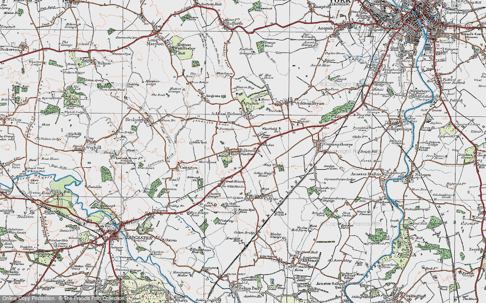 Old Map of Bilbrough, 1924 in 1924