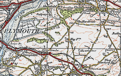 Old map of Billacombe in 1919