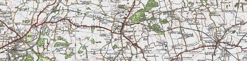 Old map of Billericay in 1920
