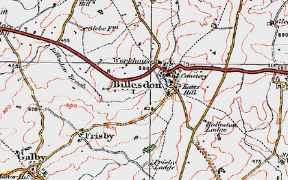 Old map of Billesdon in 1921