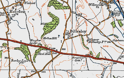 Old map of Upper Billesley in 1919