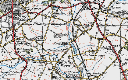 Old map of Billesley in 1921