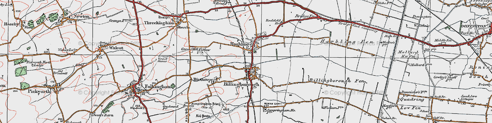 Old map of Billingborough in 1922