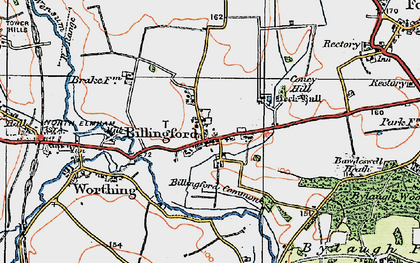 Old map of Billingford Common in 1921