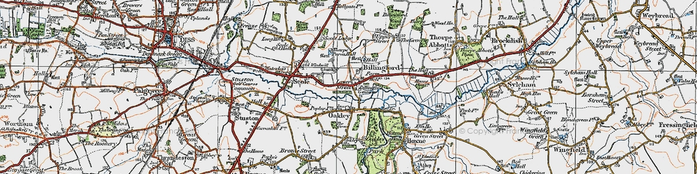 Old map of Billingford in 1921