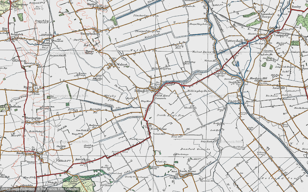 Old Map of Historic Map covering Billinghay Dales in 1923