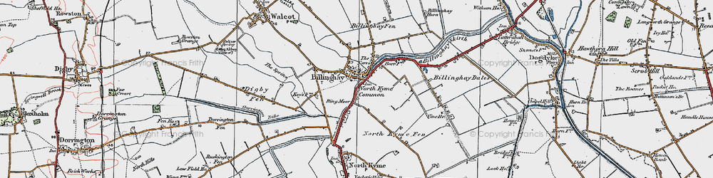 Old map of Billinghay in 1923
