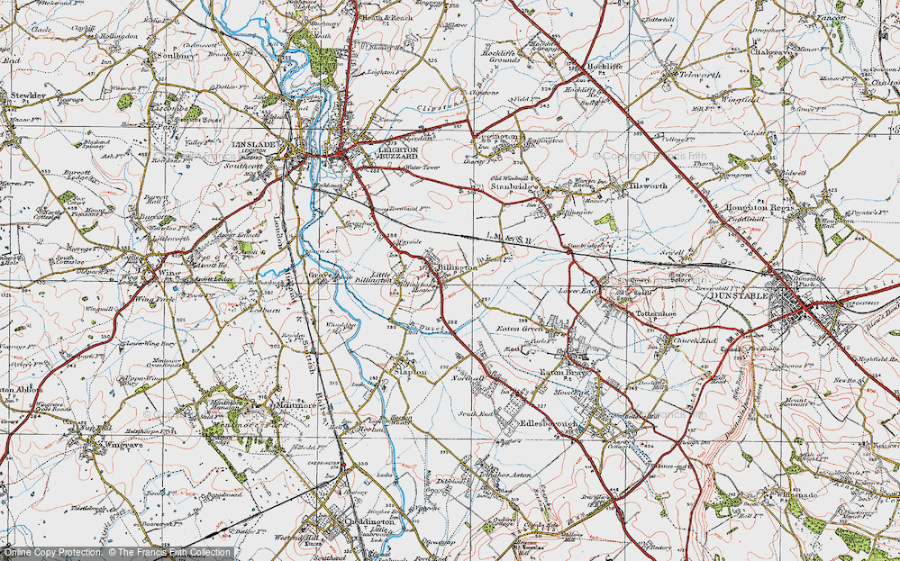 Old Map of Historic Map covering Billington Manor in 1920