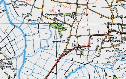 Old map of Billockby in 1922