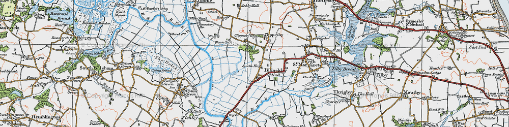 Old map of Billockby in 1922