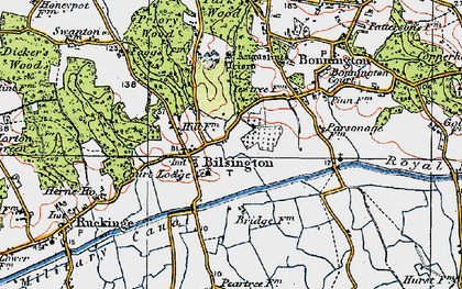 Old map of Bilsington in 1921