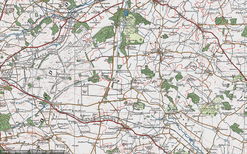 Old Map of Historic Map covering Nottinghamshire in 1923