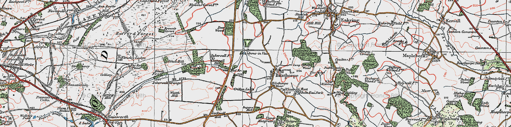 Old map of Bilsthorpe in 1923