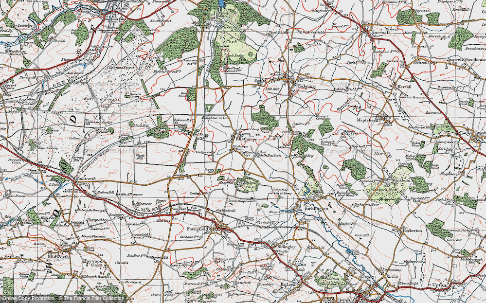 Old Map of Historic Map covering Wycar Leys in 1923