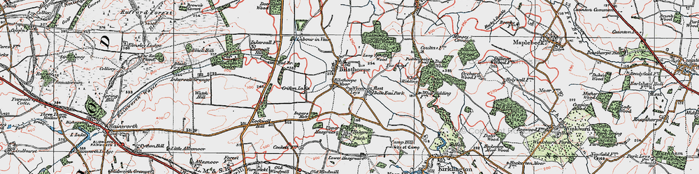 Old map of Bilsthorpe Moor in 1923