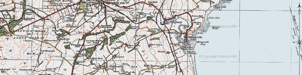 Old map of Bilton in 1925