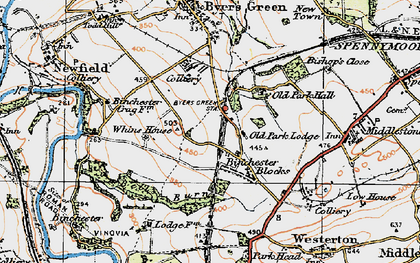 Old map of Binchester Blocks in 1925