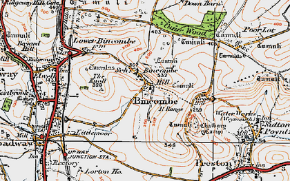 Old map of Bincombe Hill in 1919
