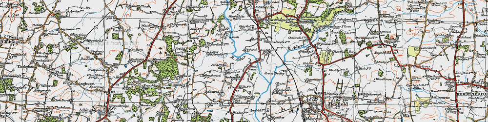 Old map of Bines Green in 1920