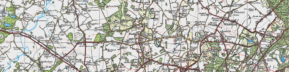 Old map of Binfield in 1919