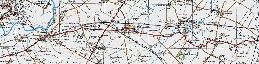 Old map of Bingham in 1921