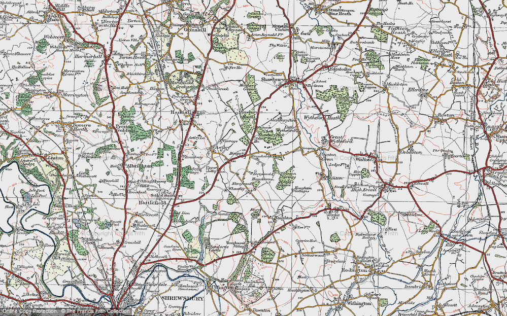 Old Map of Bings Heath, 1921 in 1921