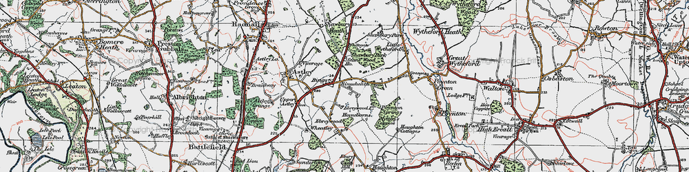 Old map of Bings Heath in 1921