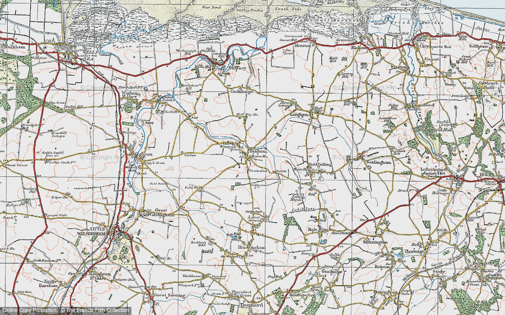 Old Map of Binham, 1921 in 1921