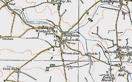 Old map of Binham in 1921