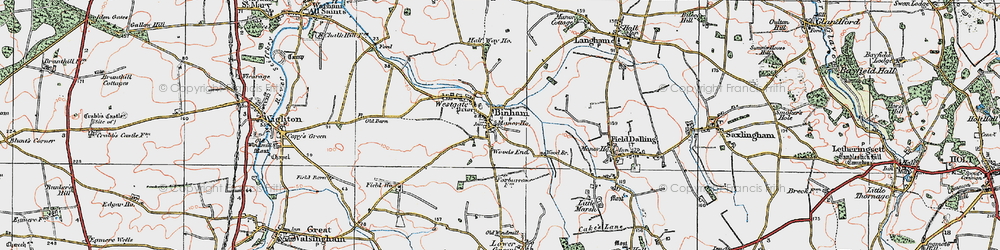 Old map of Binham in 1921