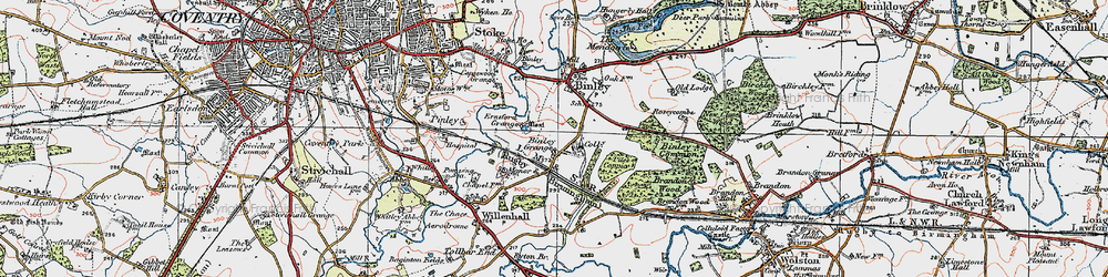 Old map of Binley in 1920