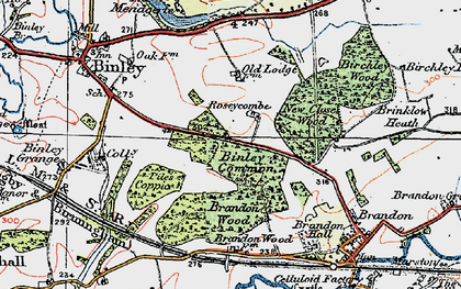 Old map of Brandon Wood in 1920