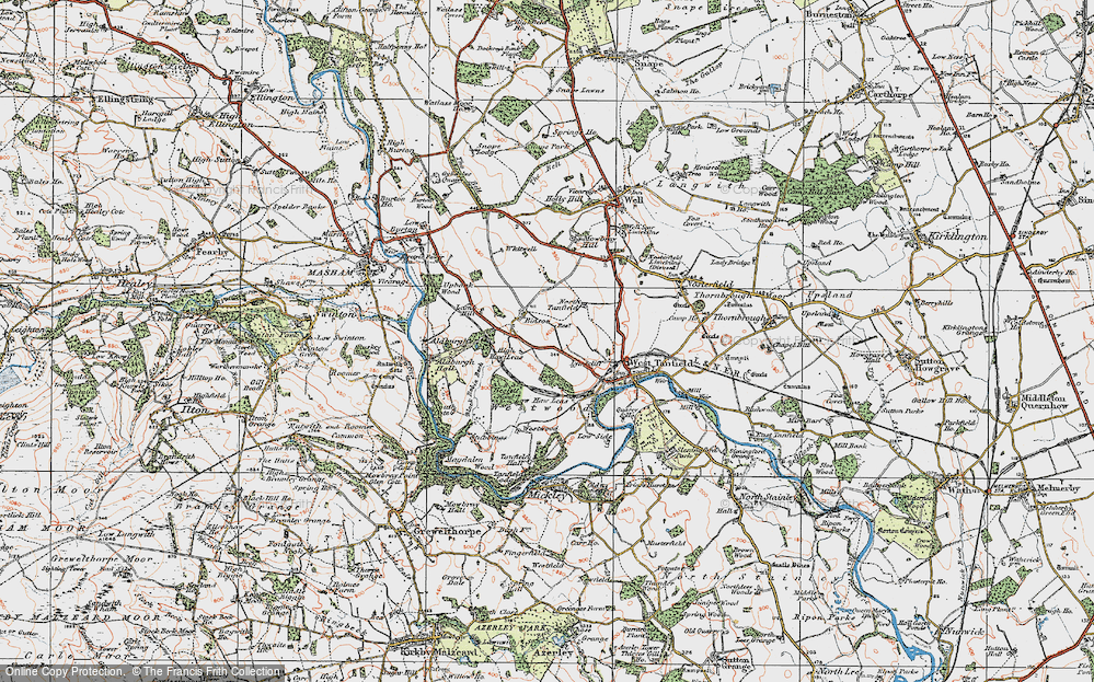 Old Map of Historic Map covering Black Robin Beck in 1925