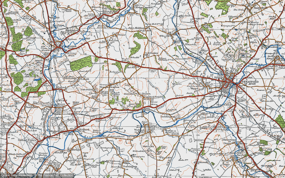 Old Map of Historic Map covering Binton Brook in 1919